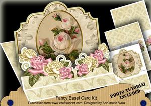 Cream Roses 3D Easel Card Mini Kit