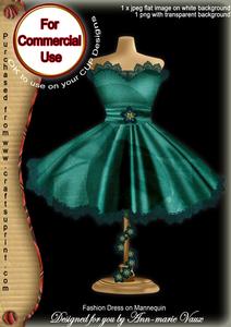 Peacock Rose Fashion Dress on Mannequin for Cu