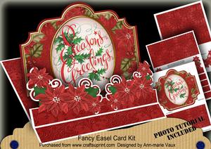 Christmas Red Seasons Greetings 3D Easel Card Mini Kit
