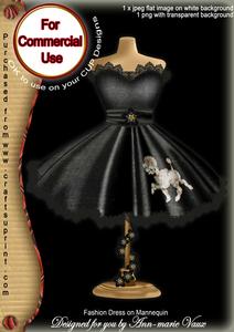 Black Poodle Fashion Dress on Mannequin for Cu