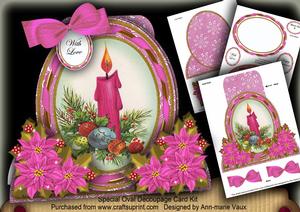 Cerise Candle Special Large Oval Card Mini Kit