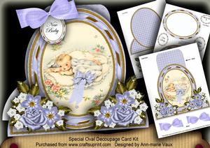 New Baby Boy Special Large Oval Card Mini Kit