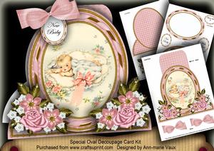New Baby Girl Special Large Oval Card Mini Kit