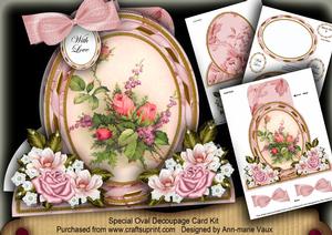 Pretty Pink Rose Special Large Oval Card Mini Kit