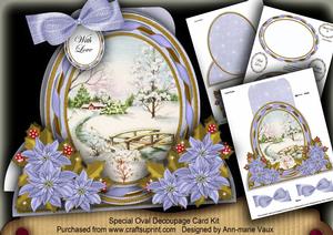 Blue Snowscene Special Large Oval Card Mini Kit