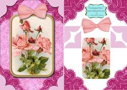 Pink Roses A5 Card Front Decoupage Step by Step