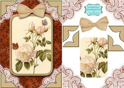 Vintage White Rose A5 Card Front Decoupage Step by Step