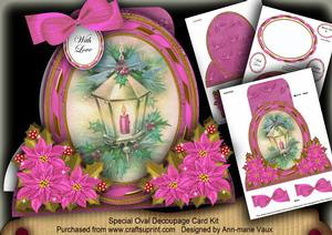 Pink Holly Lantern Special Large Oval Card Mini Kit