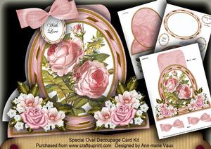 Pink Roses2 Special Large Oval Card Mini Kit