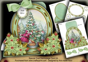 Santas Tree Special Large Oval Card Mini Kit