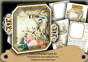 Oriental Birds 1 Oriental Fancy Emerald Decoupage Mini Kit
