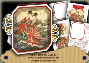 Oriental Ladies Red Fancy Emerald Decoupage Mini Kit
