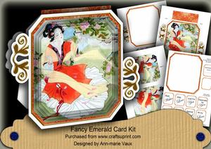 Oriental Lady1 Fancy Emerald Decoupage Mini Kit