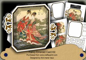 Oriental Ladies Black Fancy Emerald Decoupage Mini Kit