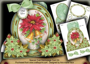 Poinsettia Bouquet Special Large Oval Card Mini Kit