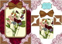 Sweet Peas A5 Decoupage Lace Card Front Step by Step