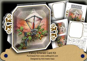 Lantern Silver Fancy Emerald Decoupage Mini Kit