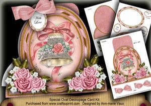 Pink Wedding Bell Special Large Oval Card Mini Kit