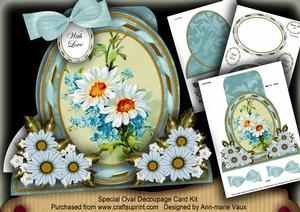 Teal Daisies Special Large Oval Card Mini Kit