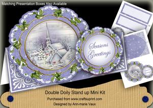 Blue Church Christmas Double Doily Card Mini Kit