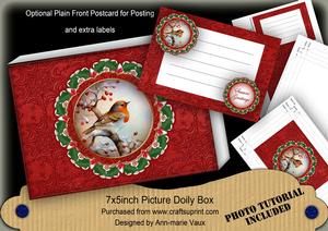 Red Robin Christmas Ddoily 7x5in Presentation Box m Kit