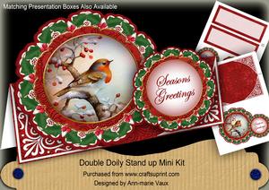 Red Robin Christmas Double Doily Card Mini Kit