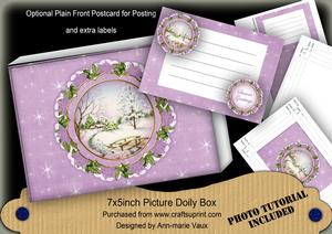 Lilac Snowscene Christmas Ddoily 7x5 Presentation Box m Kit