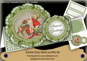 Feed Reindeer Christmas Double Doily Card Mini Kit