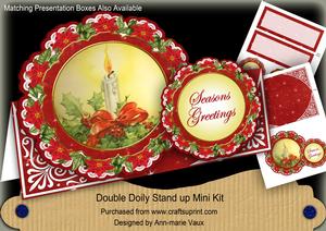 Red Candle Christmas Double Doily Card Mini Kit
