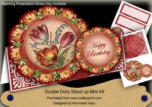 Red Tulips Floral Double Doily Card Mini Kit