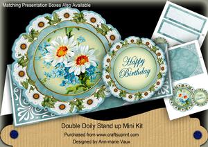 Teal Daisies Floral Double Doily Card Mini Kit