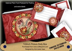 Red Tulips Doily 7x5in Presentation Box m Kit
