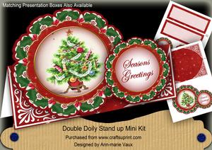 Tree Red Christmas Double Doily Card Mini Kit