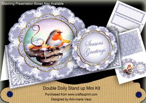 Blue Robin Christmas Double Doily Card Mini Kit
