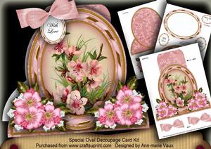 Pink Blossom Special Large Oval Card Mini Kit