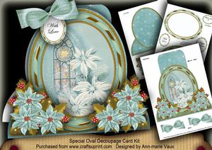 Poinsettia Window Special Large Oval Card Mini Kit