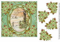 Winter Tale 7in Oval Ribbon Decoupage Topper Sheet