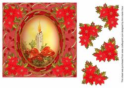 Single Red Candle 7in Oval Ribbon Decoupage Topper Sheet