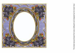 Black Poinsettia Blue 7in Ribbon Oval Insert Panel