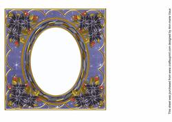 Black Poinsettia Dblue 7in Ribbon Oval Insert Panel