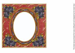 Black Poinsettia Dred 7in Ribbon Oval Insert Panel