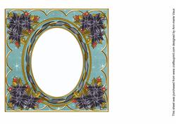 Black Poinsettia Dteal 7in Ribbon Oval Insert Panel