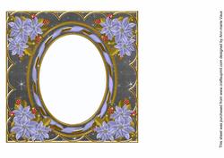 Blue Poinsettia Black 7in Ribbon Oval Insert Panel