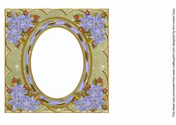 Blue Poinsettia Olive 7in Ribbon Oval Insert Panel