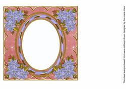 Blue Poinsettia Pink 7in Ribbon Oval Insert Panel