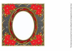 Red Poinsettia Black 7in Ribbon Oval Insert Panel