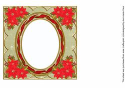 Red Poinsettia Cream 7in Ribbon Oval Insert Panel
