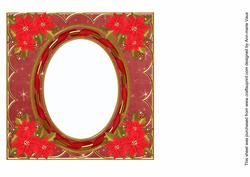 Red Poinsettia Dred 7in Ribbon Oval Insert Panel