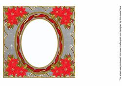 Red Poinsettia Silver 7in Ribbon Oval Insert Panel