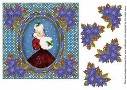 Winter Lady 7in Oval Ribbon Decoupage Topper Sheet